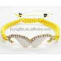 95B0224-6/ Wholesale Enamel Diamante mustache woven bracelet/enamel beard woven bracelet/white enamel+yellow wire/cord